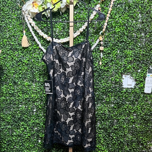 Express Dresses & Skirts - Express Black Embroidery Lace Floral Mini Dress size Medium